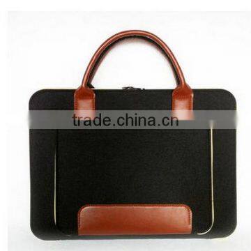 Hot Sale Felt Computer Messenger Bag With Faux Leather Handles photo-2
