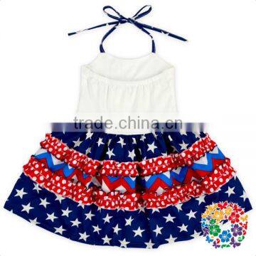 Wholesale Boutique Sleeveless Summer Party Design Dresses Blue Star Indian Girls Dress photo-4