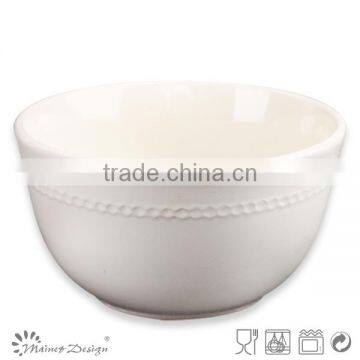 cream elegant round emboss ceramic stoneware bowl