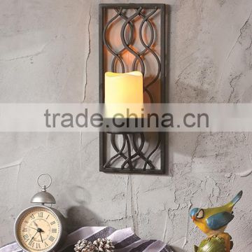 Contemporary Elegant Wall Art Candle Sconce Black Wrought Iron Candle Holders