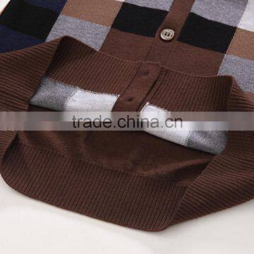 100% Fine Wool Men's Brown Pattern Knitwear Cardigan photo-6