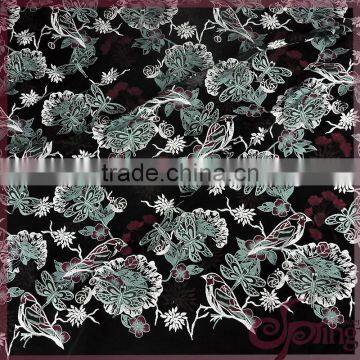 Vivid floral birds and applique dragonfly embroidery tulle lace 3d lace fabric for dress