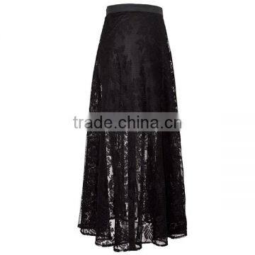 Women's Clothing Direct Factory New Fashion Hot Sexy Black Lace Latest Maxi Long Skirt Design photo-3