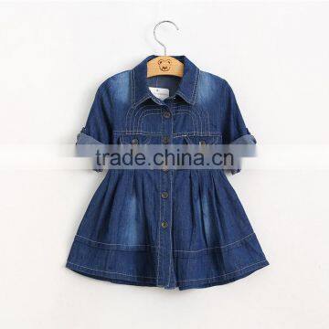 Baby girl denim dress children jeans frocks designs 7 minutes of sleeve cowgirls dresses