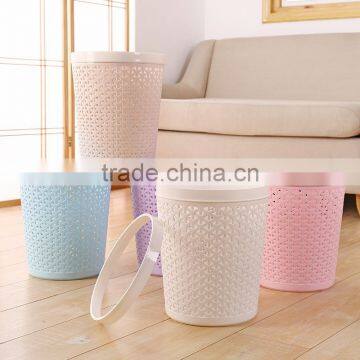 Colorful Eco-friendly Ratten Trash Can Round Plastic Waste Bin photo-3