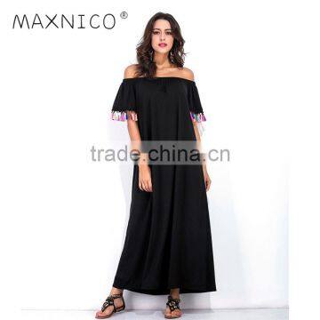 Maxnegio basic sundress with tassels for ladies