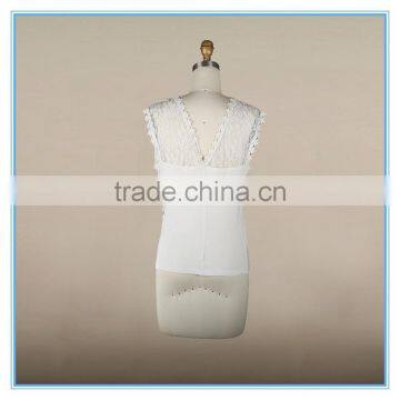 Latest White Sexy Women's Halterneck Slim Fit Lace Casual Tank Top photo-3