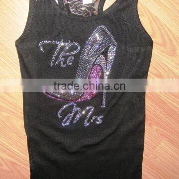 Wholesale Custom Bride To Be Bling Tank Top Women's Cotton Lace Vest Wedding photo-3