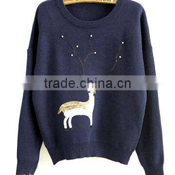 2017 Womens Cotton or Acrylic Pullover Ugly Christmas Sweater Reindeer photo-4