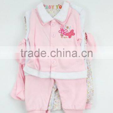 10TB1-7 Pink Color100% Cotton Winter Baby Knitted Clothing Set Baby10Pcs Set With Hanger Package