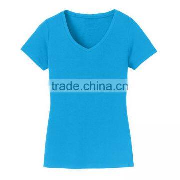 Short Sleeve Bulk Deep V-neck Women Cotton Plain Blank Tshirt photo-2