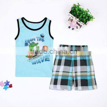 S16042A Wholesale Child Sleepwear Two Pieces 100% Cotton Kids Pajamas Clothing Sets photo-3