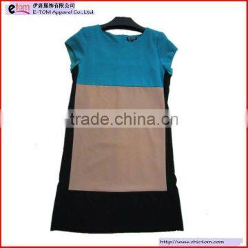 2013 New Arrival Short Sleeves Block Shift Dress ESD8263