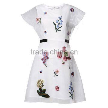 Dress Women Summer Round Collar Stereo Crochet New Retro Flower Embroidery Design Lace Enening Party Dress photo-4