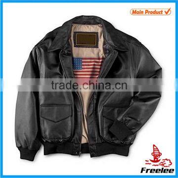 FREESAMPLE Men A2 flight bomber Slim Fit Locomotive Style Man Leather Jacket