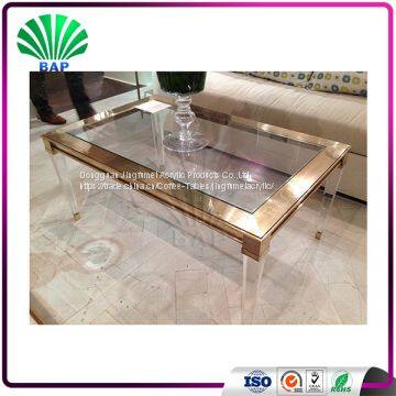 Modern Glass Top Table Gold Metal Corner Tea Table Living Room PC Table photo-3