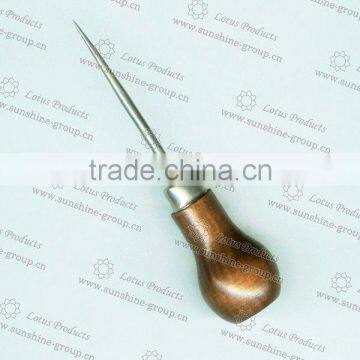 Safety Hand Tools Wooden Handle Straight Needle Sewing Awl Stainless Steel Awl