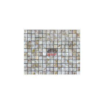 wall mosaic shell slab fireplace