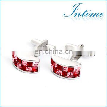 Exquisite Red Rhinestone Jewelry Men Shirt Cufflinks