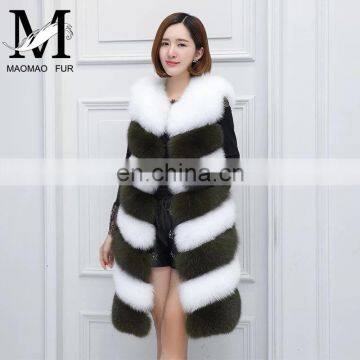 2016 Colorful Women Real Fur Vests Genuine Fox Fur Gilet Lady Winter Warm Fox Fur Vest