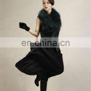 Mink Fur Vest With Raccoon Dog Fur Collar&Lamb Leather Trim New Fashion Women Gilet STY.NO. 5009#