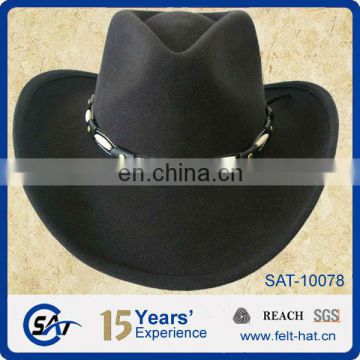 fashion 100% wool felt men black cowboy hat, jazz hats