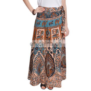 Indian Bagru Print Magic Wrap Round Long Skirt