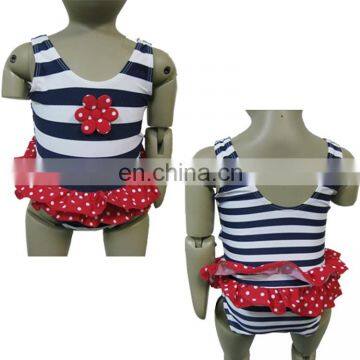 Flounced Waist Striped Kids swimming wear