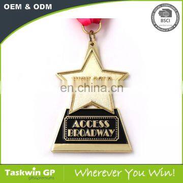 custom star shape medal with custom logo for sport event as award medal with ribbon