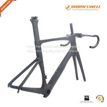 2018 Full Carbon Bicycle Frame 25C Tire Aero Frameset 1-1/8