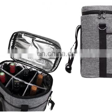 Premium Insulated 6 Bottle Wine Carrier Tote Bag  Wine Travel Bag with Shoulder Strap and Padded Protection Wine Cooler Bag