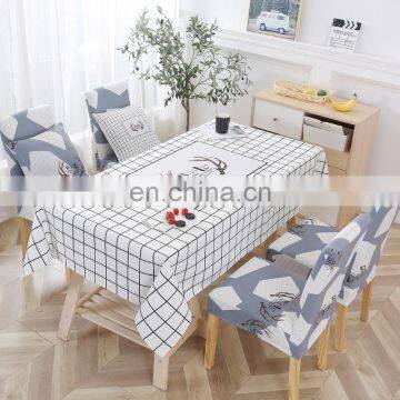 Modern style check printed waterproof Tablecloth for home