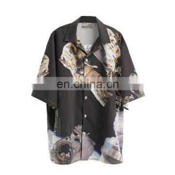 Diznew Custom Short Sleeve Men Beach Casual Party Printed Polyester Shirt Mens Print Patterned Shirt Button Up Shirts