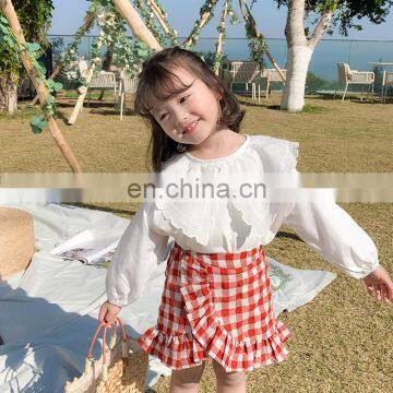 C1081Boutique Kids Clothing Spring Girl Fashion Lace Casual White Shirt photo-2