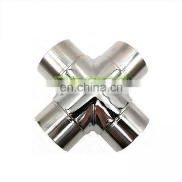 Handrail Four Way Stainless Steel Four Way Pipe Connector For Pipe Joint