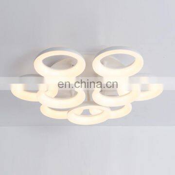 Modern Nine rings shaped acrylic ceiling white Nine round circle ceiling lighting fixture led chandelier light