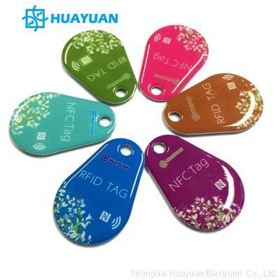 Membership ID Customized HF NFC RFID Epoxy Keychain Ring tag