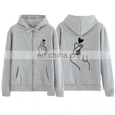 Customized wholesale men and women couples spring and autumn cardigan zipper hooded sweater jacket love leisure sports jogging