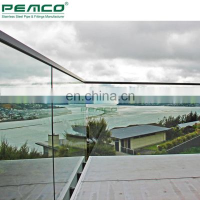 Modern Indoor Staircase Handrail Design Aluminum Stair U Channel Frameless Glass Railing