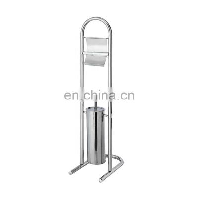 Waterproof stainless steel toilet paper holder with standing toilet brush holder