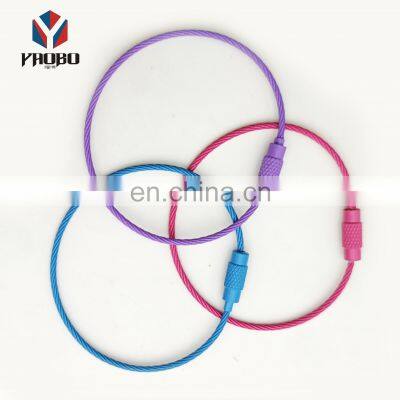 Keychain Lock Screw Cable Rings Stainless Steel Paint Wire Cable Loop Rings For Hanging Tag Keyrings photo-5