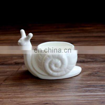 Wholesale Cartoon Snail Ceramic Planter Succulents Desktop Decorative Mini Flower Pot For Home Garden Decor