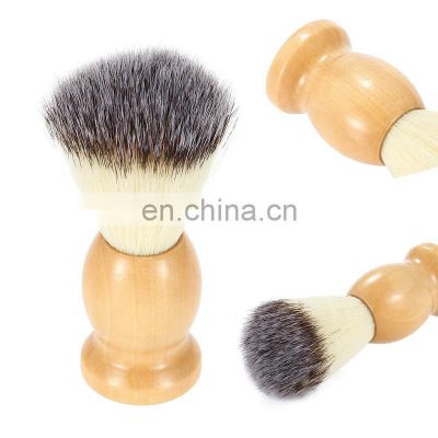 Wholesale Private Label  Wooden Eco Soft Synthetic Hair Travel Small Shaving Brush For Shave