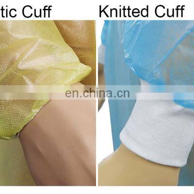 Better Quality Blue/Yellow Level 2 Waterproof 35GSM PP+PE Isolation Gown With Elastic Cuff Or Knit photo-2