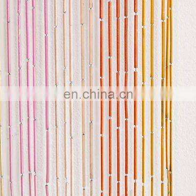 Beautiful High Quality Rainbow Bamboo Beaded Door Curtain Cheap Wholesale Beaded Painted Door Curtain Vietnam Supplier