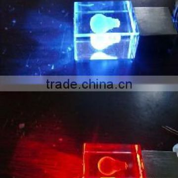 Factory big sales logo engraving crystal USB with LED light