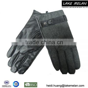 Men's Pu/Fabric Glove With Metal Button For AW 16 LMSL-011