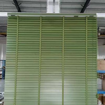 Green Color 50mm Slats Basswood Venetian Blinds Manual Control System