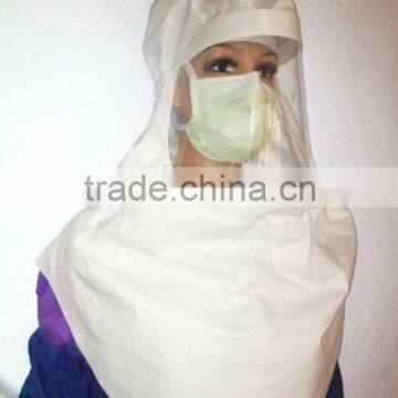 Gas-permeable and waterproof disposable white respirator hood