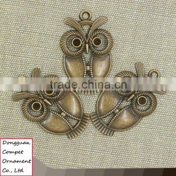 Wholesale hollow out diy jewelry large zinc alloy owl pendant